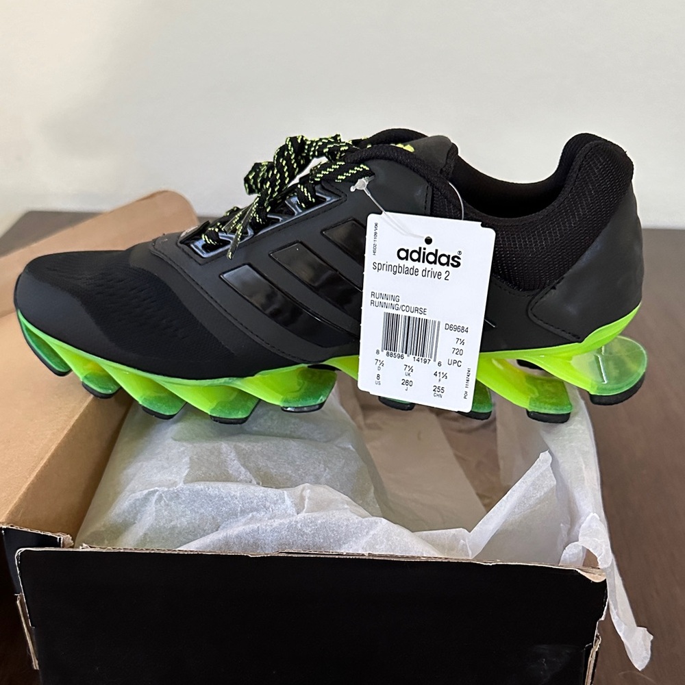 Adidas Men's Black and Neon Green Athletic Shoes